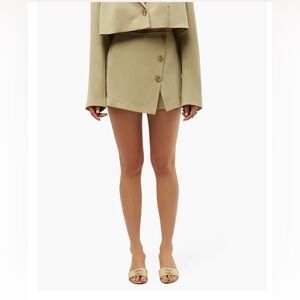 We Wore What Faux Wrap Mini Skort in Oak Size Medium